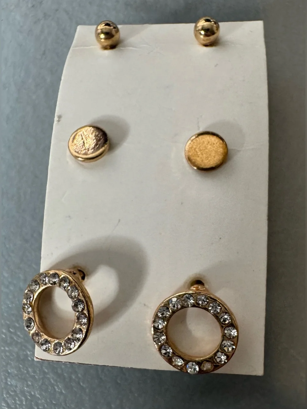 Gold Crystal Circle Stud Earring Set - Women Jewelry